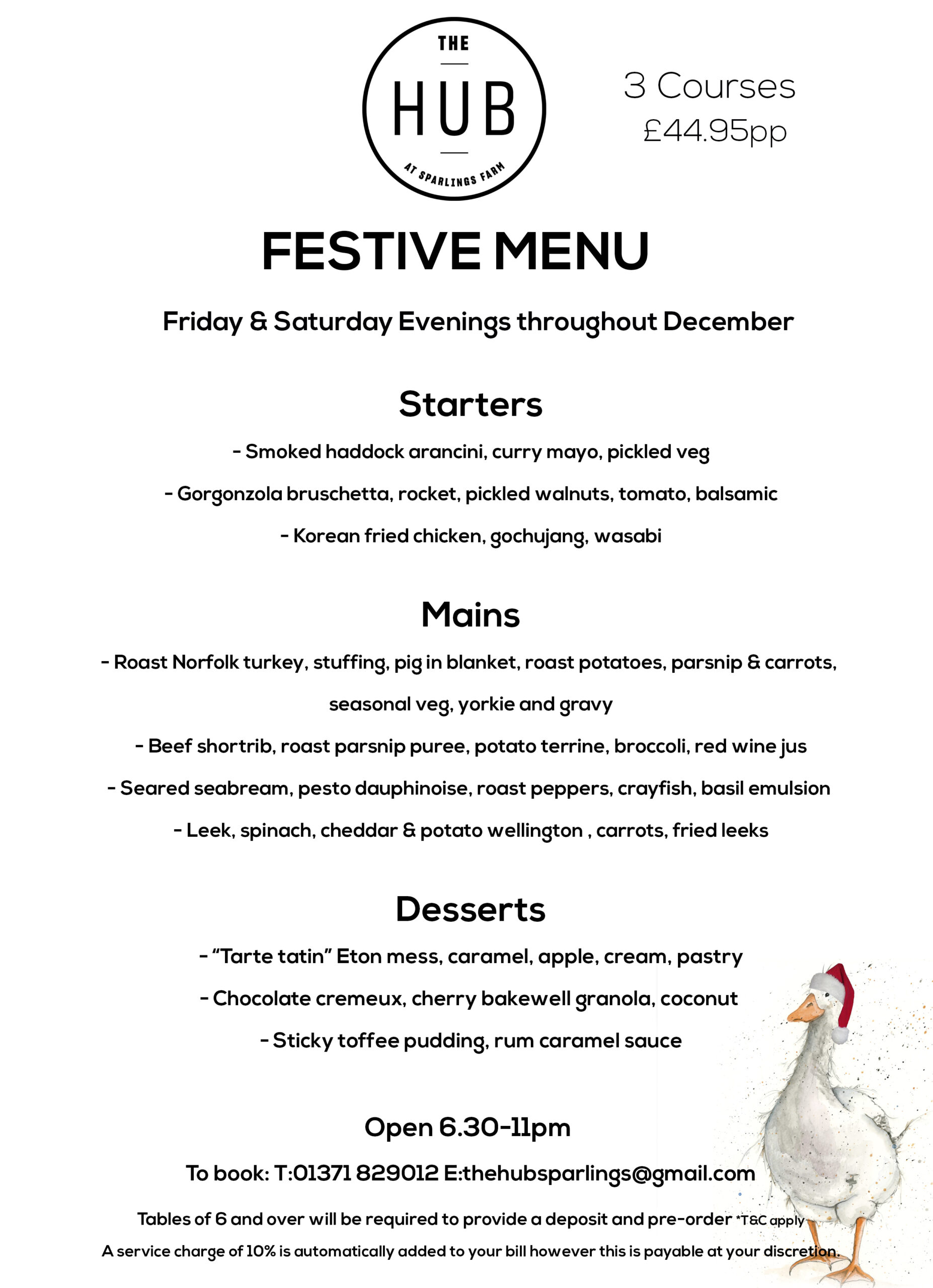2025 Christmas Festive Menu Sparlings