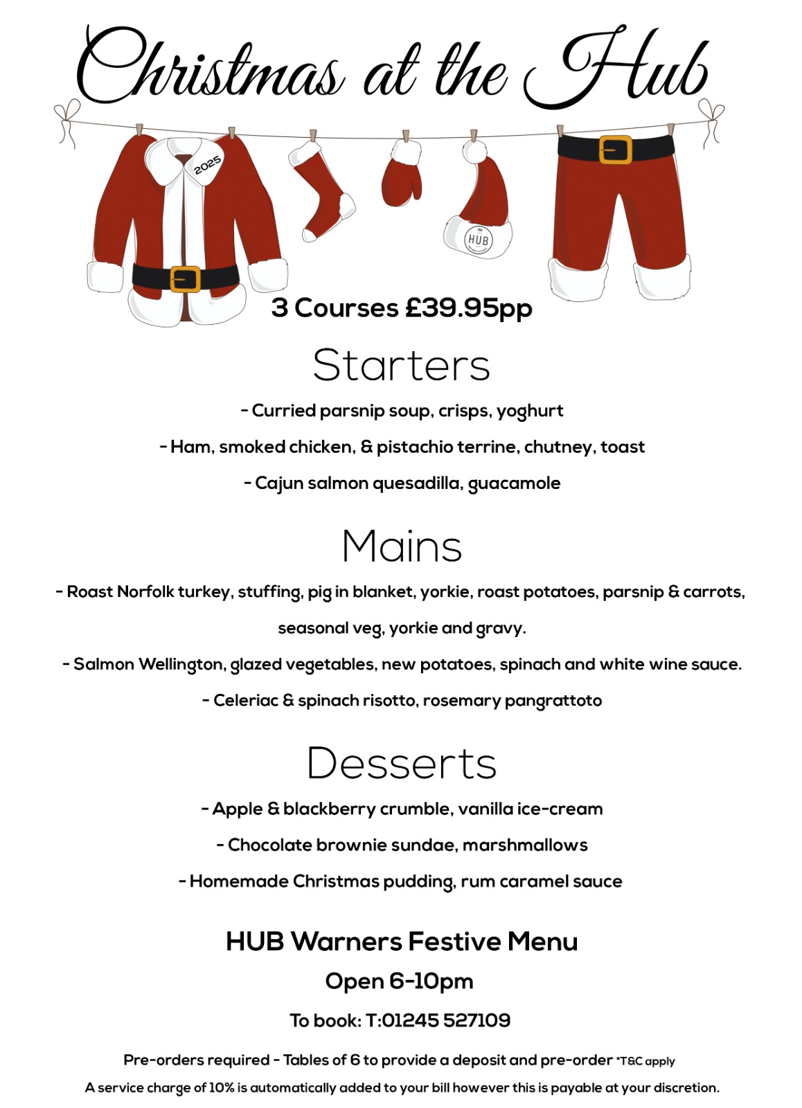 2025 Christmas Festive Menu Warners